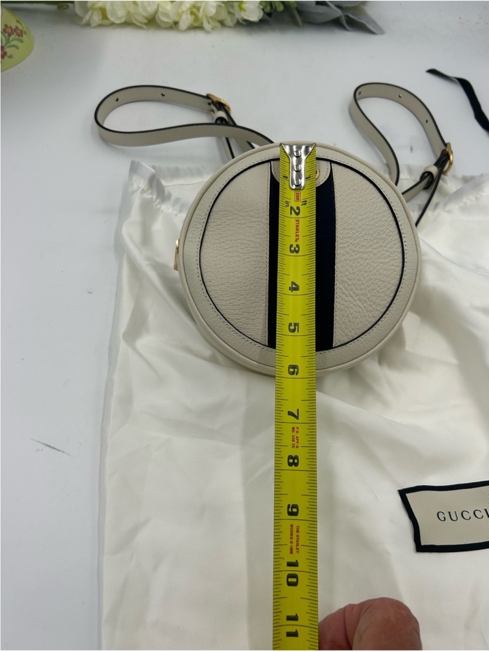 Gucci Ophidia Leather Round Crossbody with Red & Blue Web Stripe and iconic logo - Picture 9 of 13